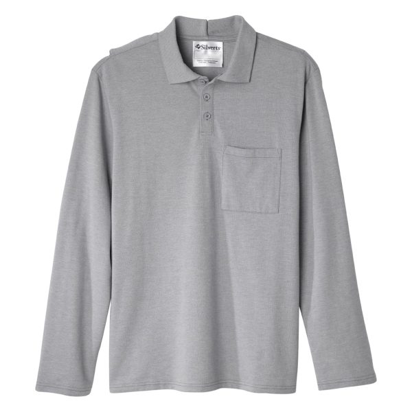 Silverts Men s Adaptive Open Back Long Sleeve Polo Shirt For Cheap