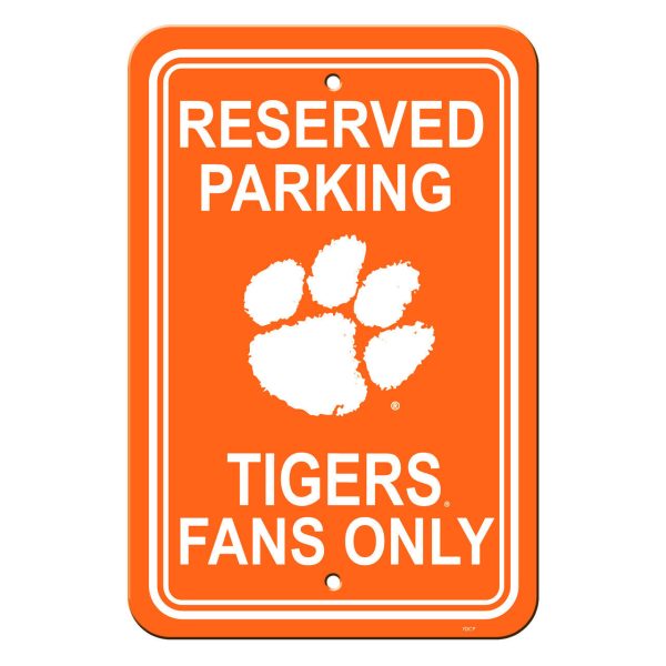 Clemson Tigers Sign 12x18 Plastic Reserved Parking Style CO For Discount